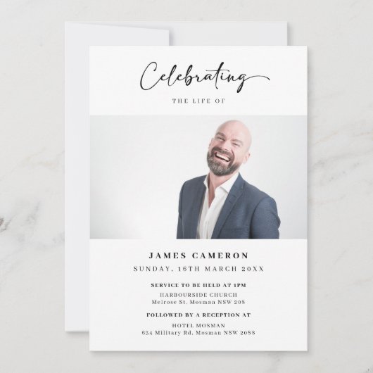 Minimalistische viering van het leven begrafenis f kaart (Voorkant)