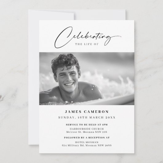 Minimalistische viering van het leven begrafenis f kaart (Voorkant)