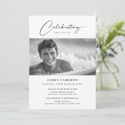 Minimalistische viering van het leven begrafenis f kaart (Staand voorkant)