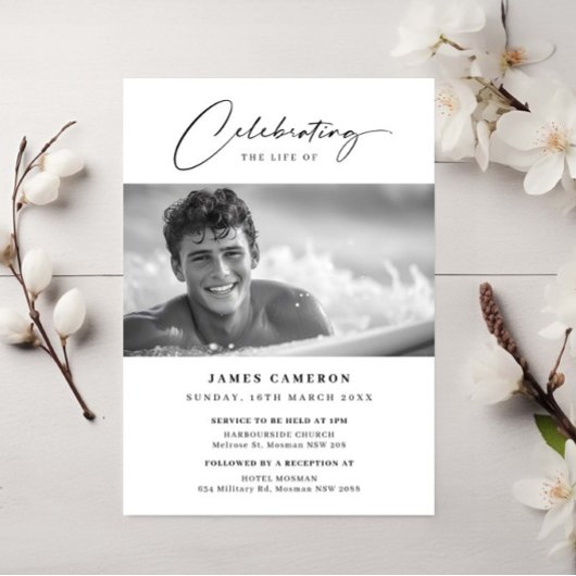 Minimalistische viering van het leven begrafenis f kaart