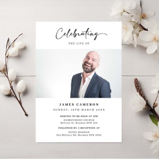 Minimalistische viering van het leven begrafenis f kaart