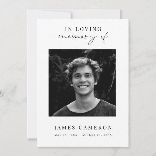 Minimalistische viering van het leven begrafenis f kaart (Voorkant)