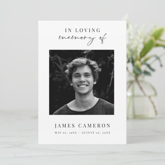 Minimalistische viering van het leven begrafenis f kaart (Staand voorkant)