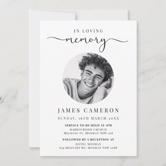 Minimalistische viering van het leven begrafenis f kaart (Voorkant)