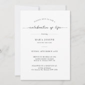 Minimalistische viering van het leven begrafenis f kaart (Voorkant)