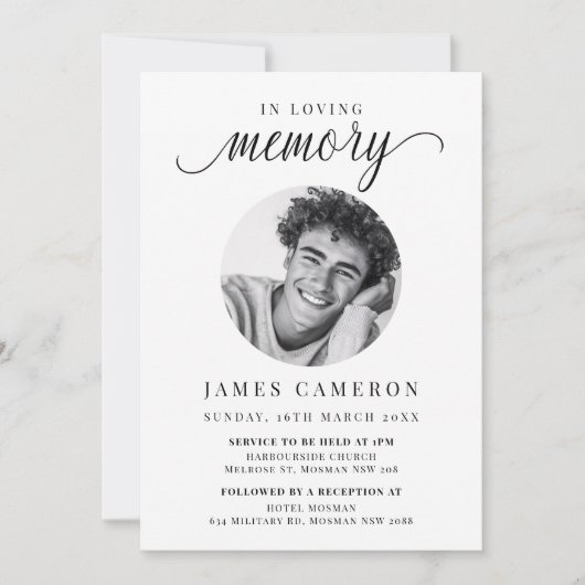 Minimalistische viering van het leven begrafenis f kaart (Voorkant)