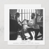 Minimalistische vierkant zwart wit foto moderne br save the date (Voorkant / Achterkant)