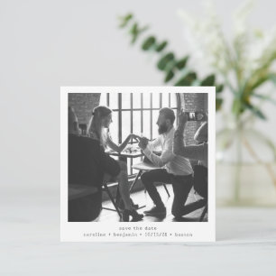 Minimalistische vierkant zwart wit foto moderne br save the date
