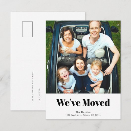 Minimalistische vierkante foto wit bewegen aankondigingskaart (Voorkant / Achterkant)