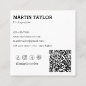 Minimalistische vierkante QR-code sociale media Visitekaartje (Achterkant)