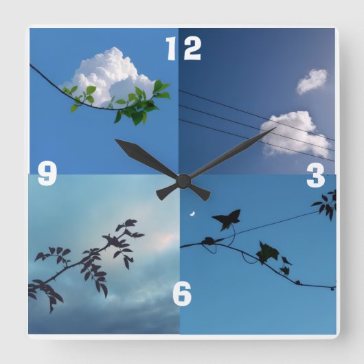 Minimalistische vierkante wandklok (Voorkant)