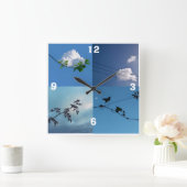 Minimalistische vierkante wandklok (Huis)