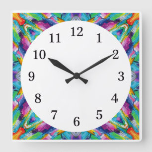 Minimalistische vierkante wandklok met alleen cijf