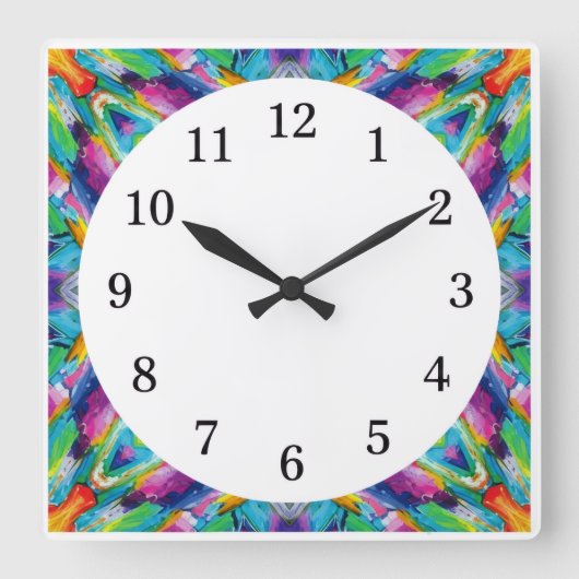 Minimalistische vierkante wandklok met alleen cijf (Voorkant)