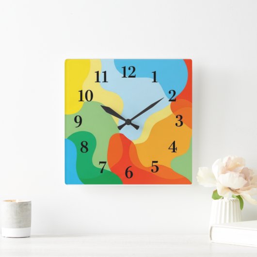 Minimalistische vierkante wandklok met alleen cijf (Huis)