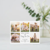 Minimalistische vijf foto familie foto Kerstmis Briefkaart (Staand voorkant)
