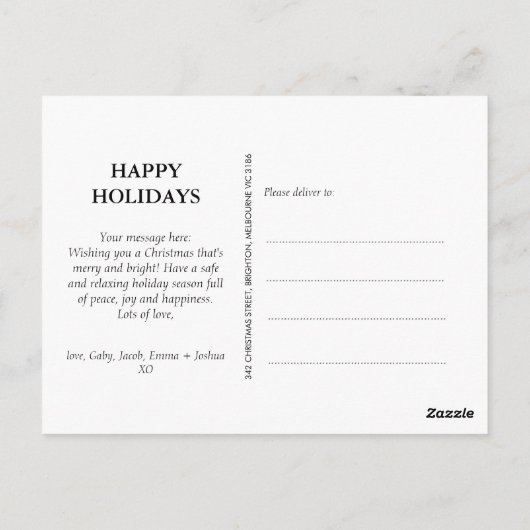 Minimalistische vijf foto familie foto Kerstmis Briefkaart (Achterkant)