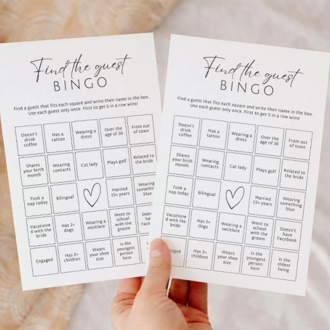 Minimalistische Vind De Gast Bingo Bruidsfeest Spe (Creator heeft geüpload)
