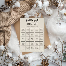 Minimalistische Vind De Gast Bruidsbingokaart Kaart