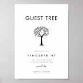 Minimalistische vingerafdruk bruiloft gast boom te poster (Voorkant)