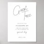 Minimalistische vingerafdruk bruiloft gast boom te poster (Voorkant)