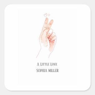 Minimalistische vingerhart baby shower sticker