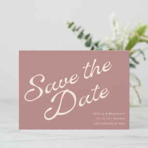 Minimalistische Vintage Elegante Script Stof Roze Save The Date
