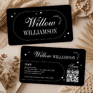 Minimalistische vintage kalligrafie moderne QR-cod Visitekaartje