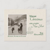 Minimalistische vintage kerstfoto feestdagenkaart (Voorkant)