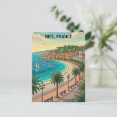 Minimalistische vintage Nice Franse kustlijn Briefkaart (Staand voorkant)