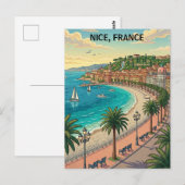 Minimalistische vintage Nice Franse kustlijn Briefkaart (Voorkant / Achterkant)