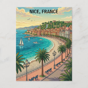 Minimalistische vintage Nice Franse kustlijn Briefkaart