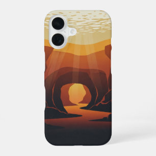 Minimalistische Vintage Onderwatergrotto iPhone 16 Hoesje