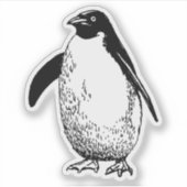 Minimalistische vintage pinguïn sticker (Voorkant)