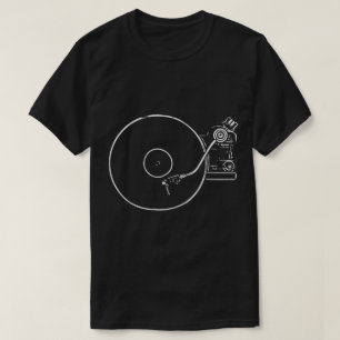 Minimalistische vinyl platenspeler kunst t-shirt