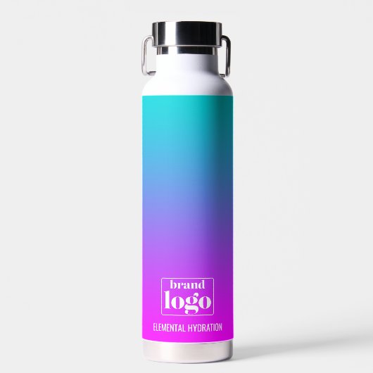 Minimalistische Violet Aqua Gradient Elemental Log Waterfles (Voorkant)