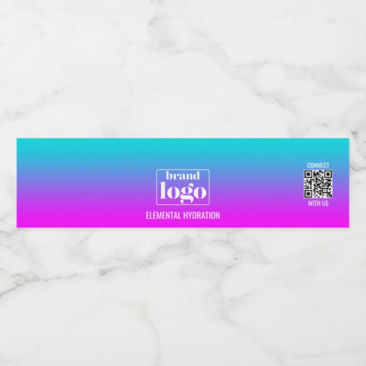 Minimalistische Violet Aqua Gradient Elemental Log Waterfles Etiket (Enkel label)