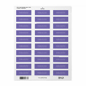 Minimalistische Violet en White Wedding Adresetike Etiket (Full Sheet)