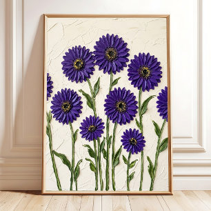 Minimalistische Violet Gerbera Daisy Muur Kunst Ca Poster