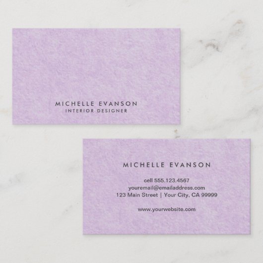 Minimalistische Violet Paarse Elegant Professional Visitekaartje (Voorkant / Achterkant)