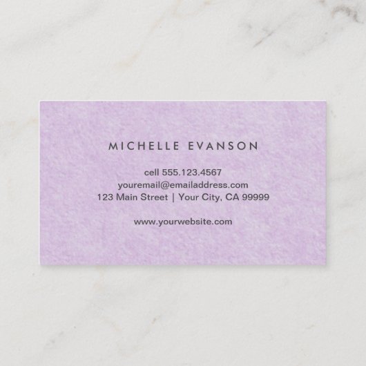 Minimalistische Violet Paarse Elegant Professional Visitekaartje (Achterkant)