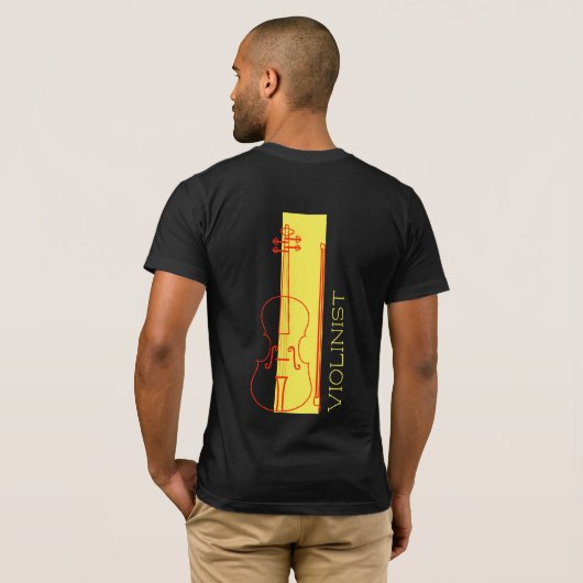 Minimalistische viool zwart + geel Moderne violist T-shirt (Achterkant volledig)