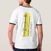 Minimalistische viool zwarte omtrek + gele violist t-shirt (Achterkant)