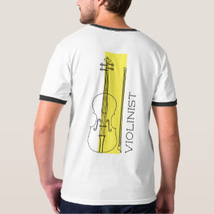 Minimalistische viool zwarte omtrek + gele violist t-shirt