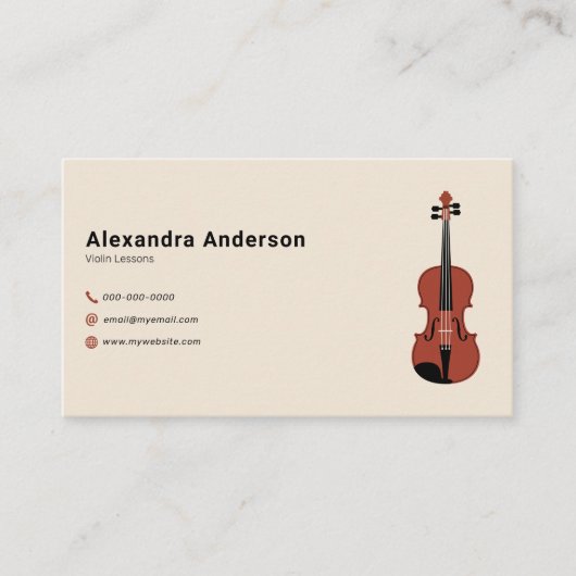 Minimalistische vioolleraar visitekaartje (Voorkant)