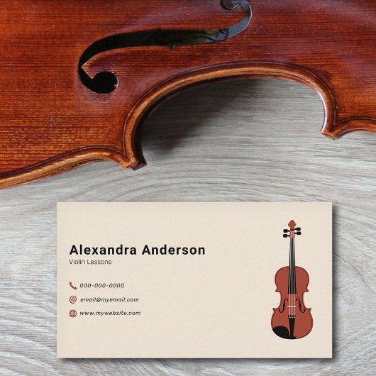 Minimalistische vioolleraar visitekaartje