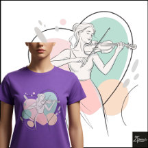 Minimalistische Vioolspeler Elegante Schets Pastel