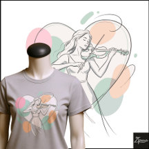 Minimalistische Vioolspeler Pastel Hart Schets