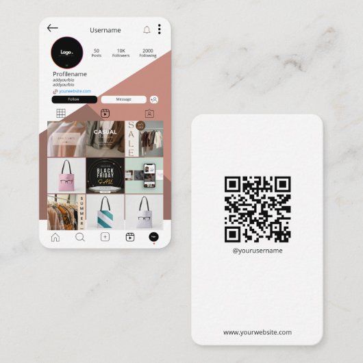 Minimalistische Visitekaartjes Aangepaste Logo QR- (Voorkant / Achterkant)