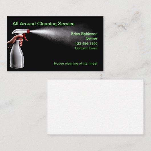 Minimalistische Visitekaartjes voor schoonmaakserv (Voorkant / Achterkant)